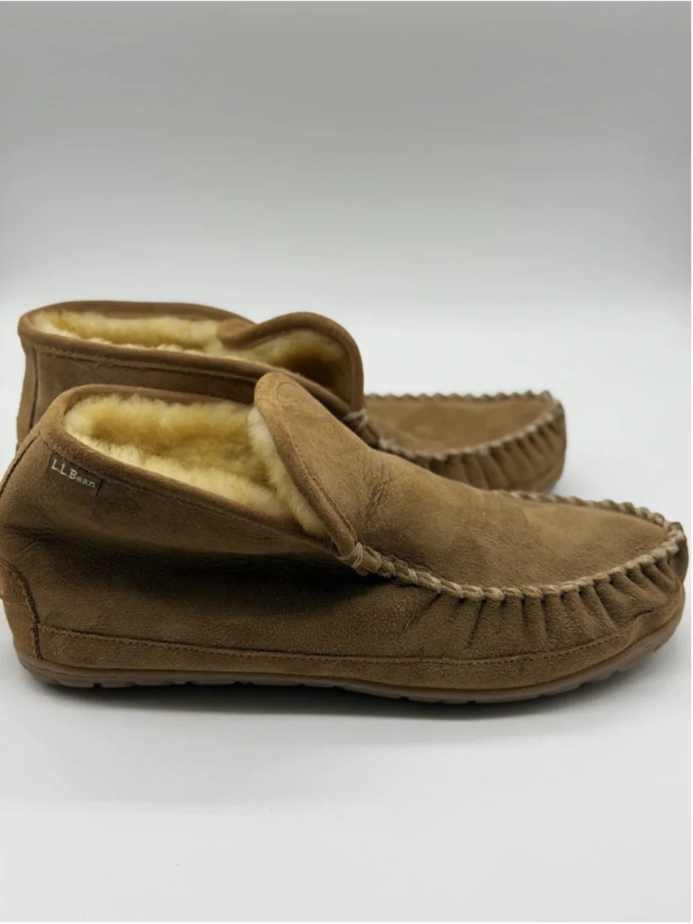 LL Bean Mens Shoes Brown Wicked Good Boot Moc Slipper Shearling Suede US 11 M